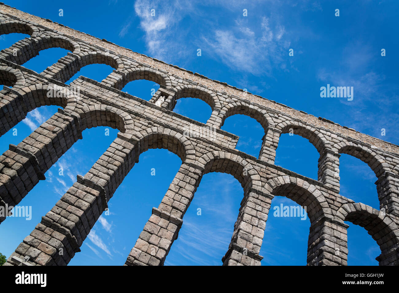 Aqueduc romain, Segovia, Castilla y Leon, Espagne Banque D'Images
