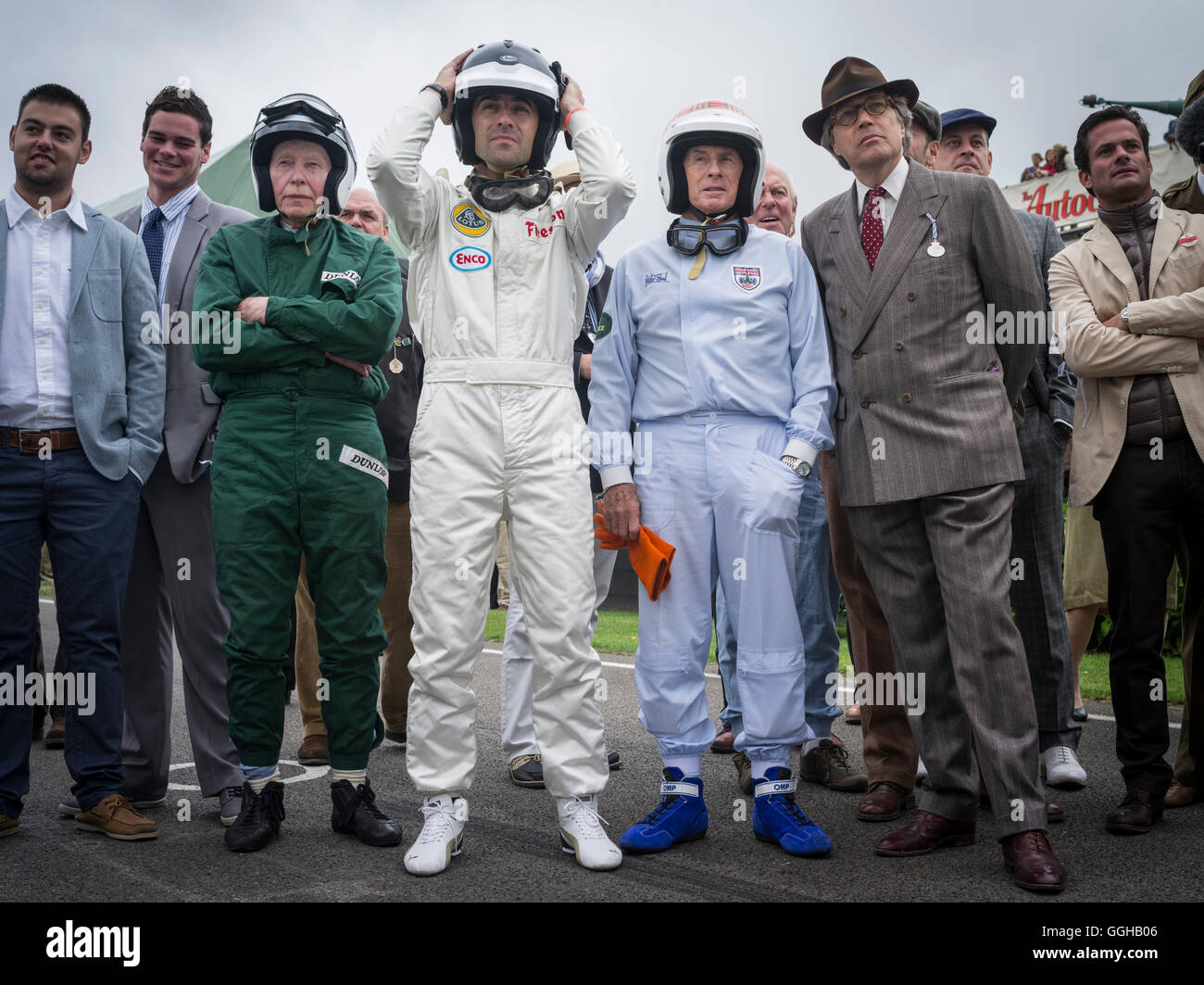 1.ligne, de gauche à droite, John Surtees, Dario Franchitti, Sir Jackie Stewart, Charles Gordon-Lennox, comte de March et Kinrara, Goodwood R Banque D'Images