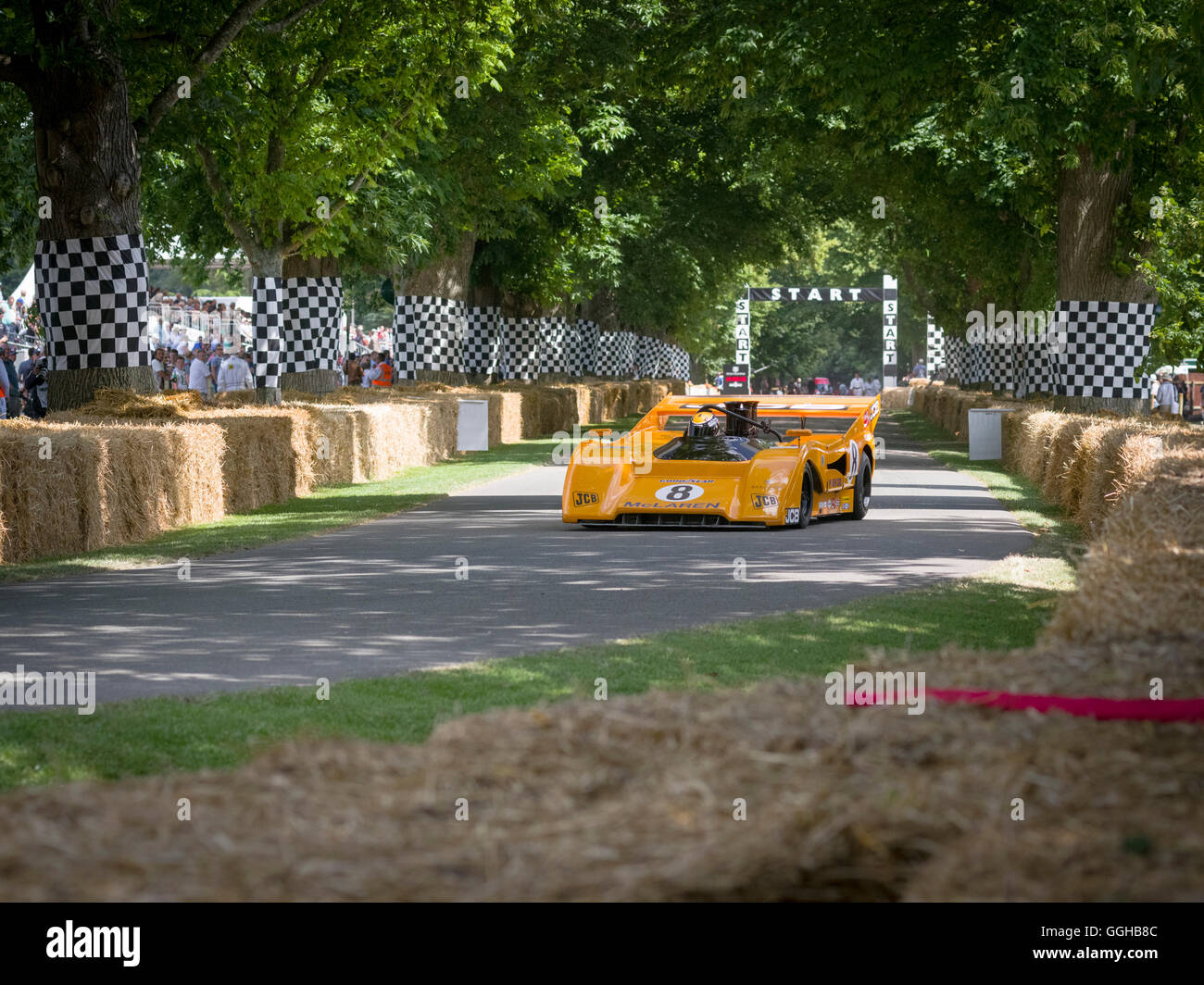 1971 McLaren-Chevrolet M8F Location de voiture de course, Goodwood Festival of Speed 2014, course, voiture course, voiture classique, Chichester, Sussex, Banque D'Images