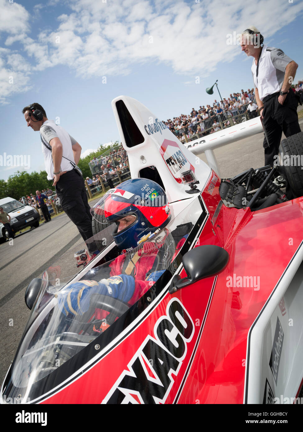 Emerson Fittipaldi, 1974 McLaren-Cosworth M23 voiture de course de Formule 1, Goodwood Festival of Speed 2014, course, voiture course, classic Banque D'Images