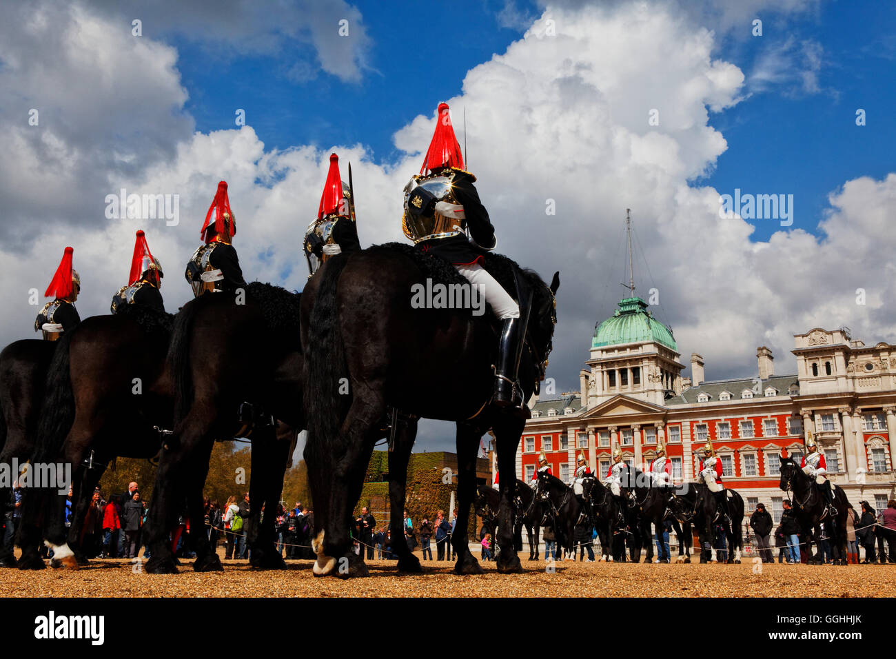 L'évolution de la cavalerie de la garde, Horse Guards Parade, Londres, Angleterre, Royaume-Uni Banque D'Images