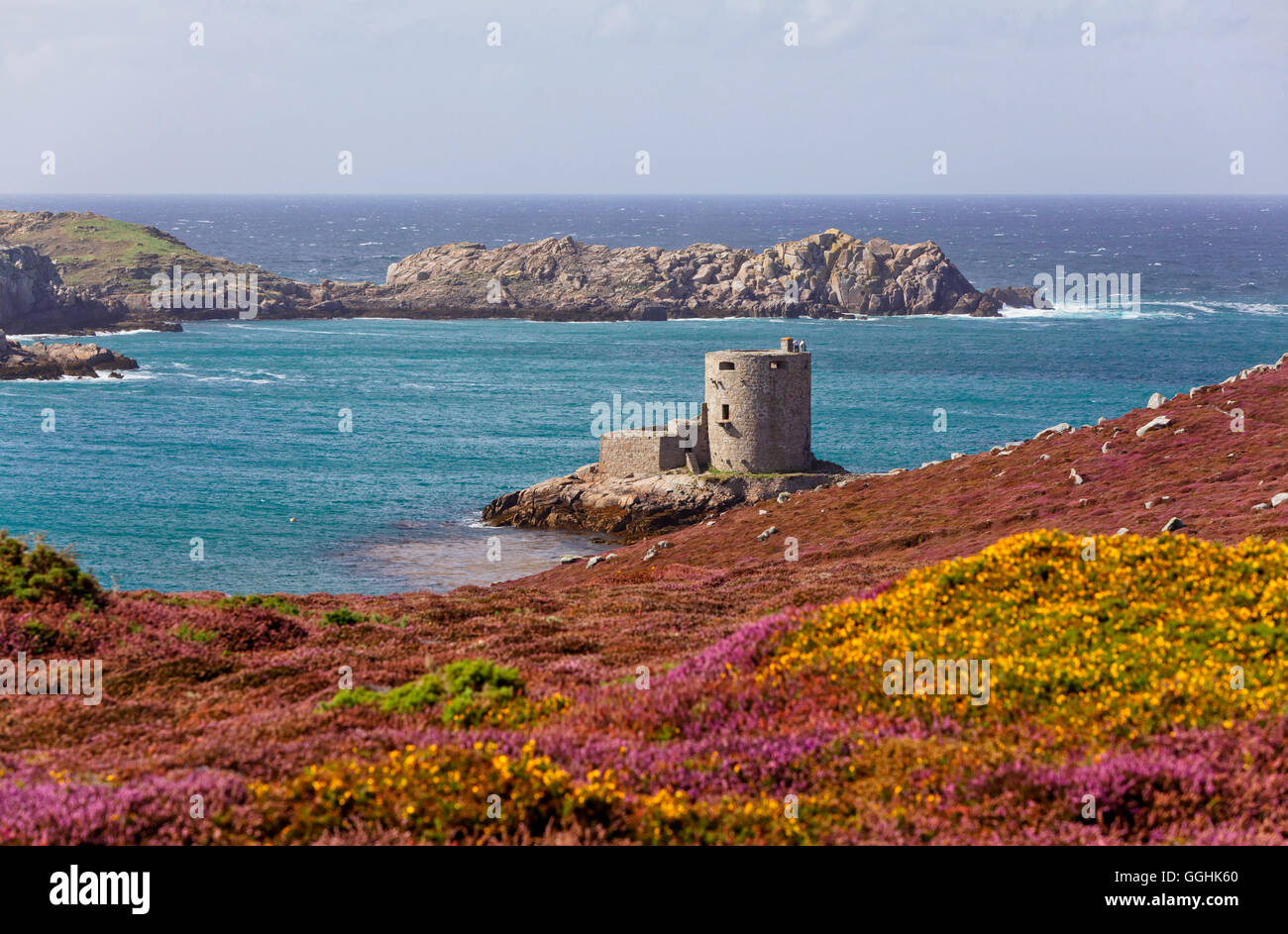 Cromwell's Castle, Tresco, Îles Scilly, Cornwall, Angleterre, Grande-Bretagne Banque D'Images