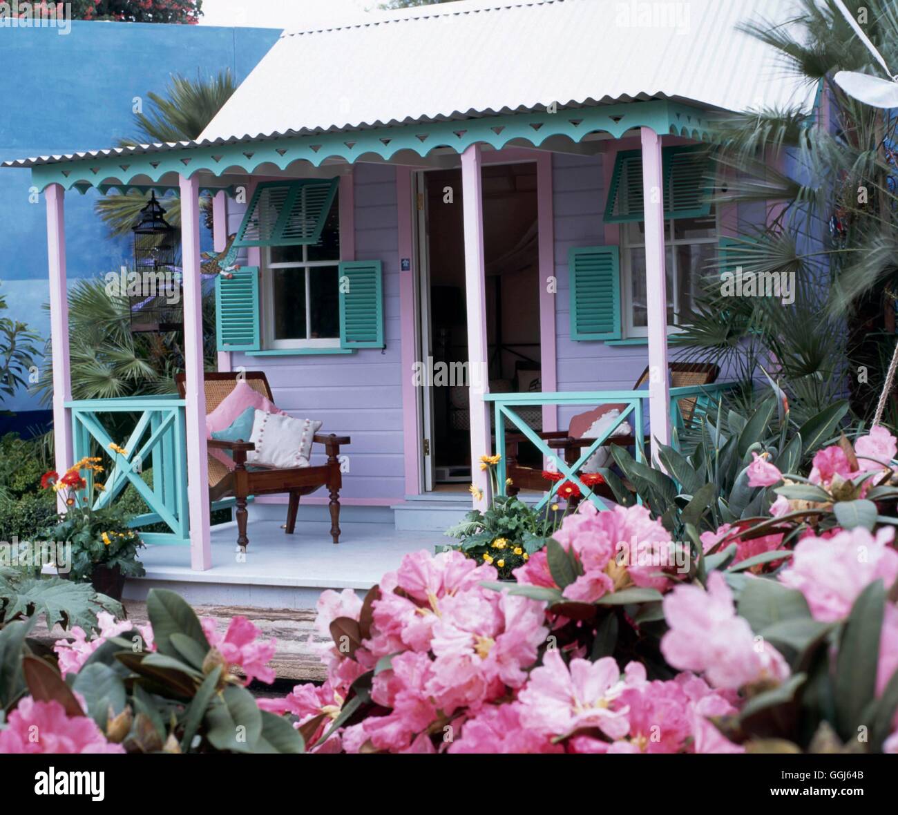Chelsea Flower Show 2003 - L'hypothèque mobilière chambre jardin conçu par Murdock Wickham pour l'Office du Tourisme de la Barbade (médaille d'argent Banque D'Images