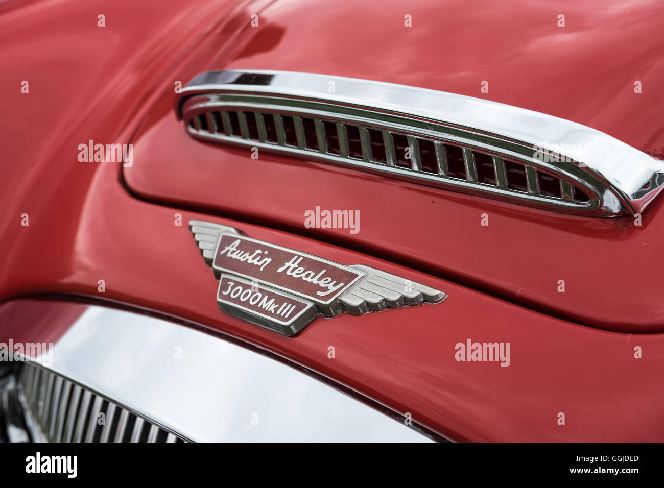 Austine Healey 3000 Mk3 badge capot détail Banque D'Images