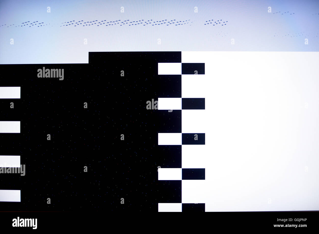 Écran plat avec du bruit statique par une mauvaise réception du signal Banque D'Images