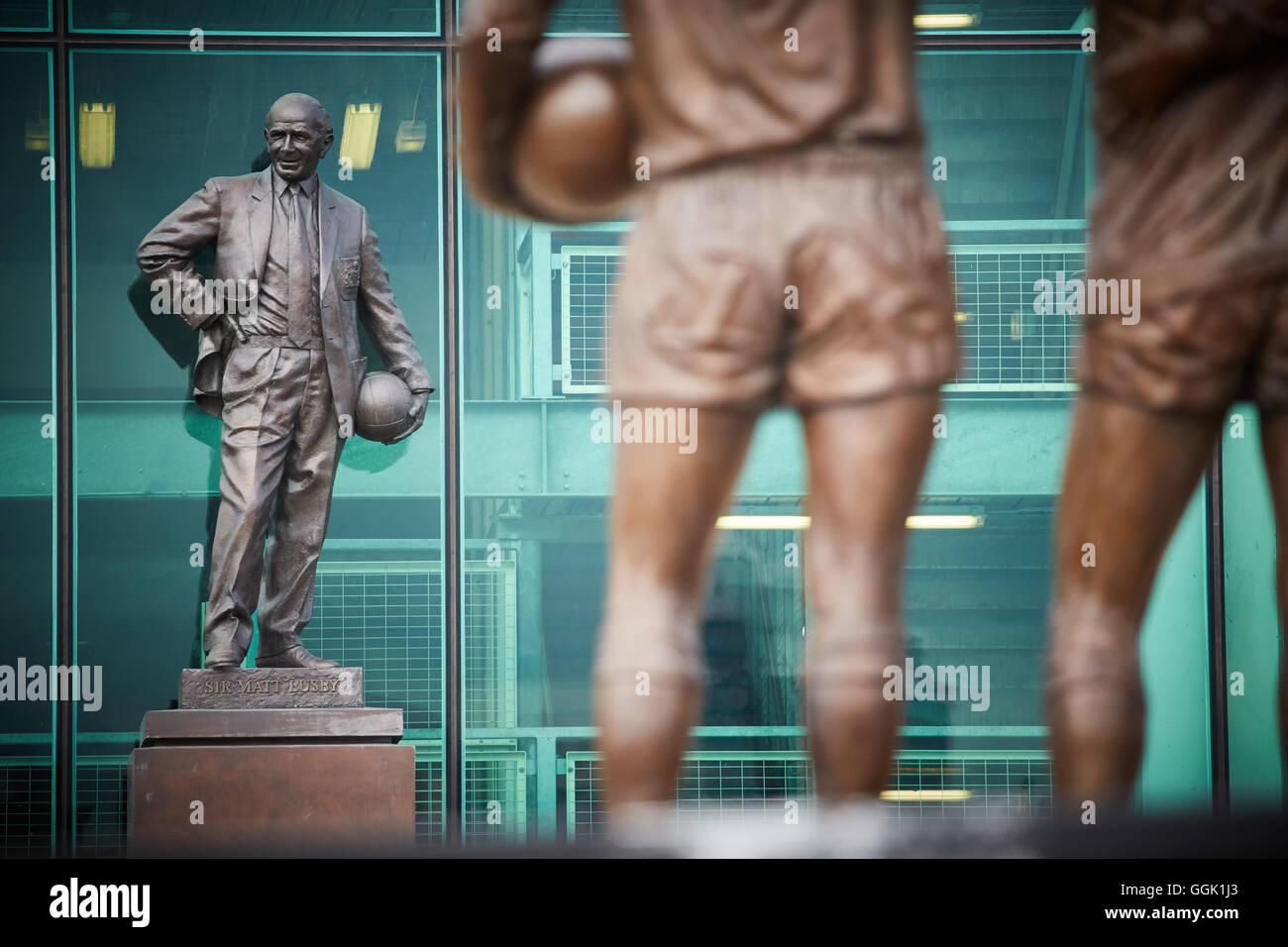 Manchester United Sainte Trinité Matt Busby statue artiste creative designer conçu créé hand craft conçu par sculpte Banque D'Images