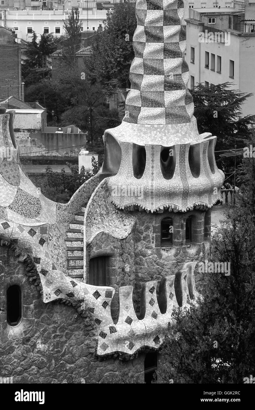 Parc Guell de Antonio Gaudi, Barcelone, Catalogne, Espagne Banque D'Images