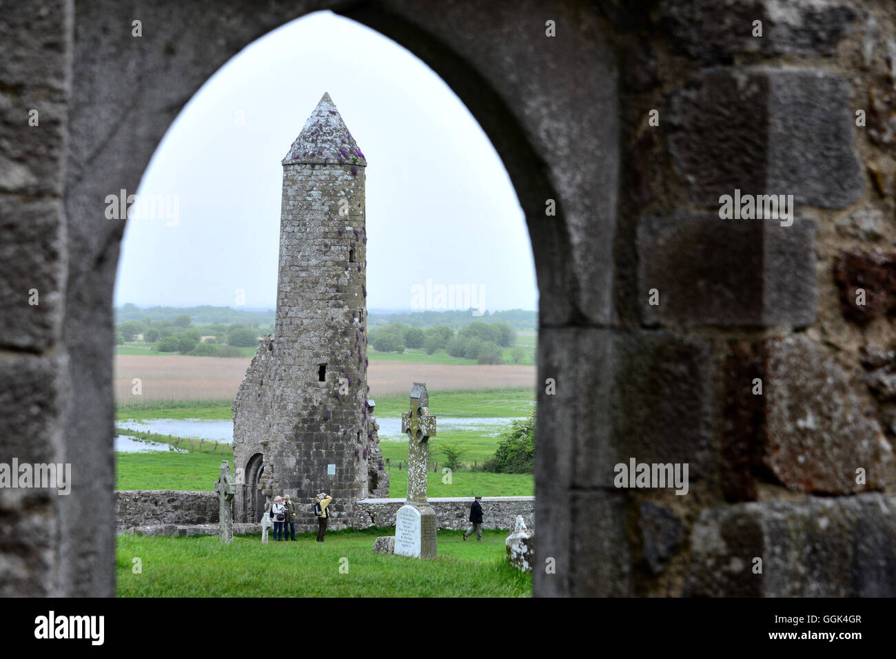 McCarthy's Tower, Clonmacnoise dans le centre de l'Irlande, comté d'Offaly, Irlande Banque D'Images