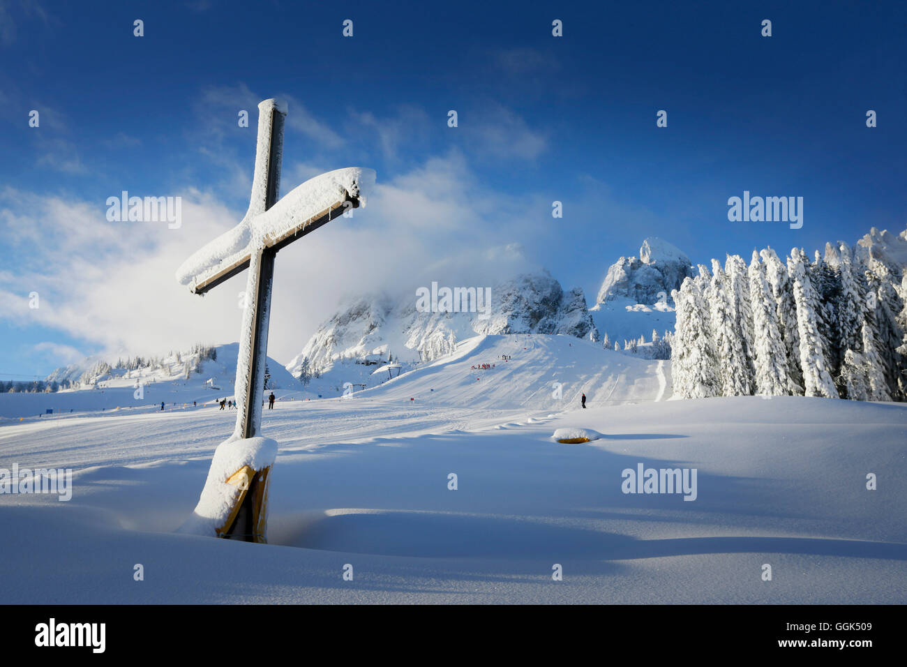Pente de ski de Passo Monte Croce di Comelico, Tyrol du Sud, Italie Banque D'Images