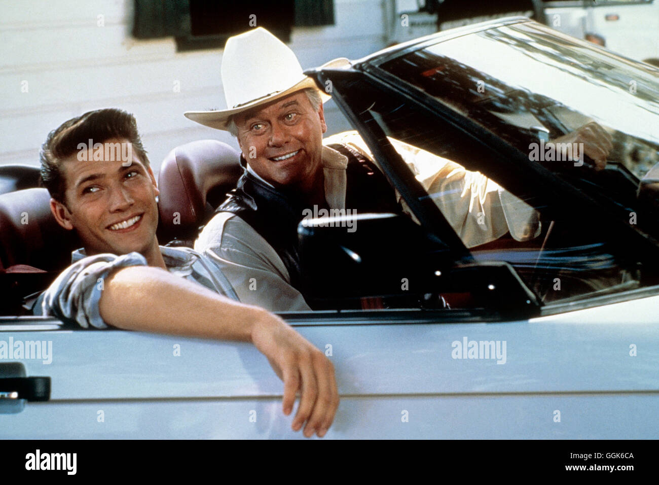 DALLAS / USA / James Richard Beaumont (SASHA MITCHELL) und John Ross II. Ewing (LARRY HAGMAN) Banque D'Images