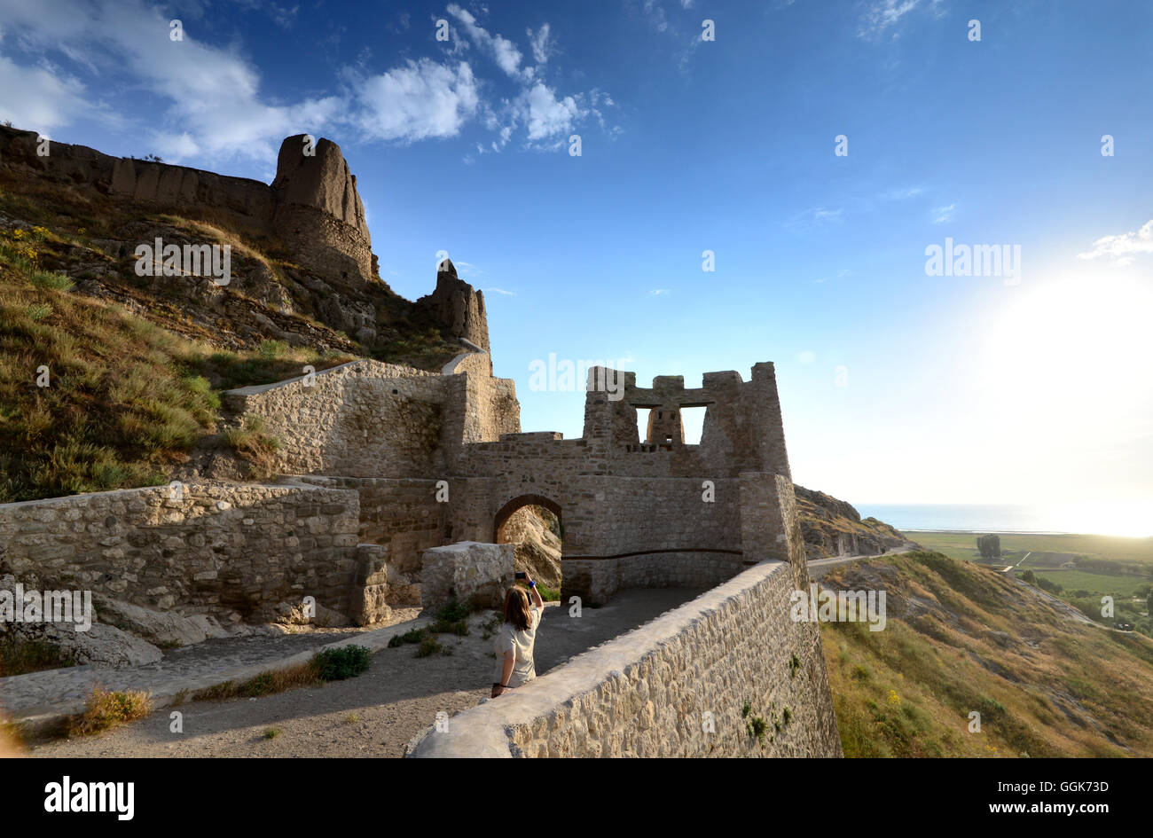 Château près de Van, le lac de Van, Kurde peuplée, est de l'Anatolie, est de la Turquie, Turquie Banque D'Images