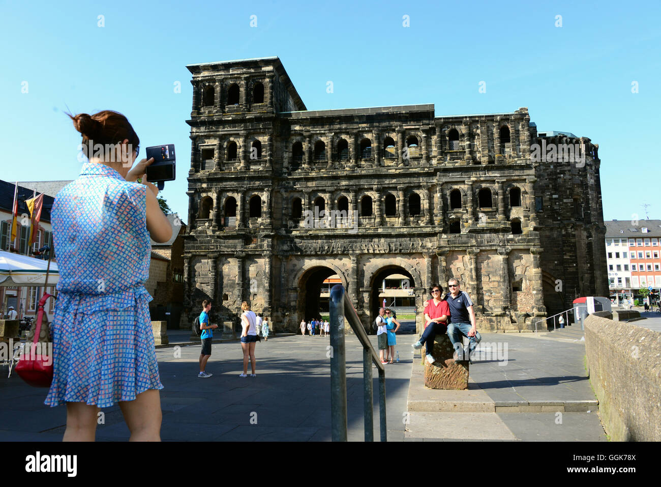 Porta Nigra de Trèves sur la Moselle, Rhénanie-Palatinat, Allemagne Banque D'Images