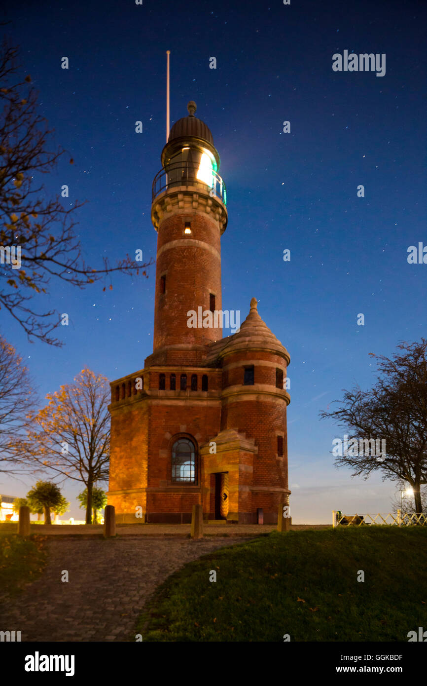 Phare de nuit, Holtenau Holtenau, Kiel, Kiel, Schleswig-Holstein, Allemagne Banque D'Images