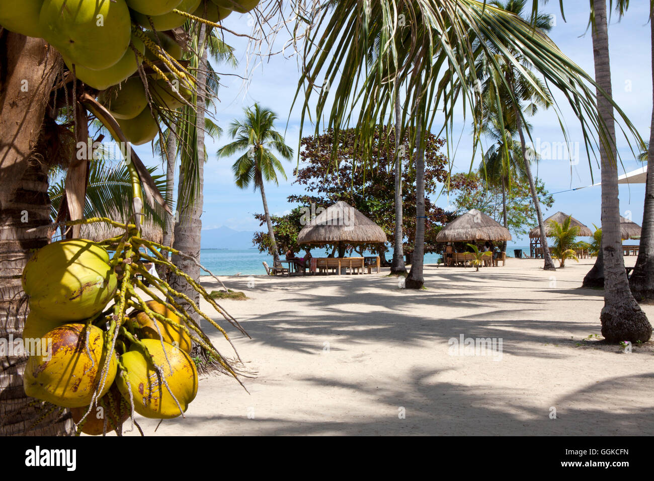 Tropical Beach sur l'île de cauris à Honda Bay près de Puerto Princesa, l'île de Palawan, Philippines, Asie Banque D'Images