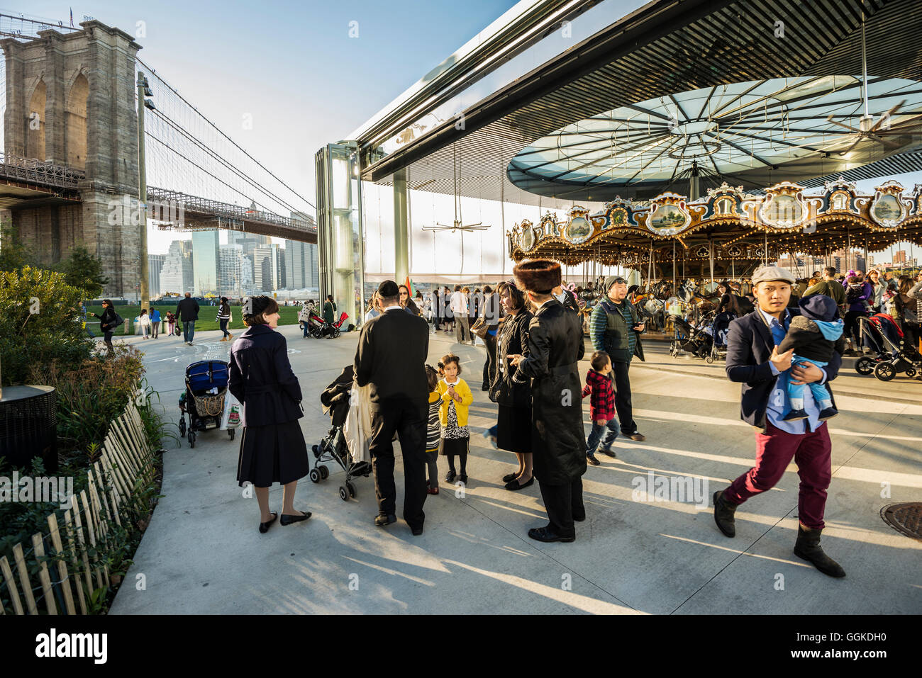 Fulton Ferry State Park, Dumbo, Brooklyn, New York, USA Banque D'Images