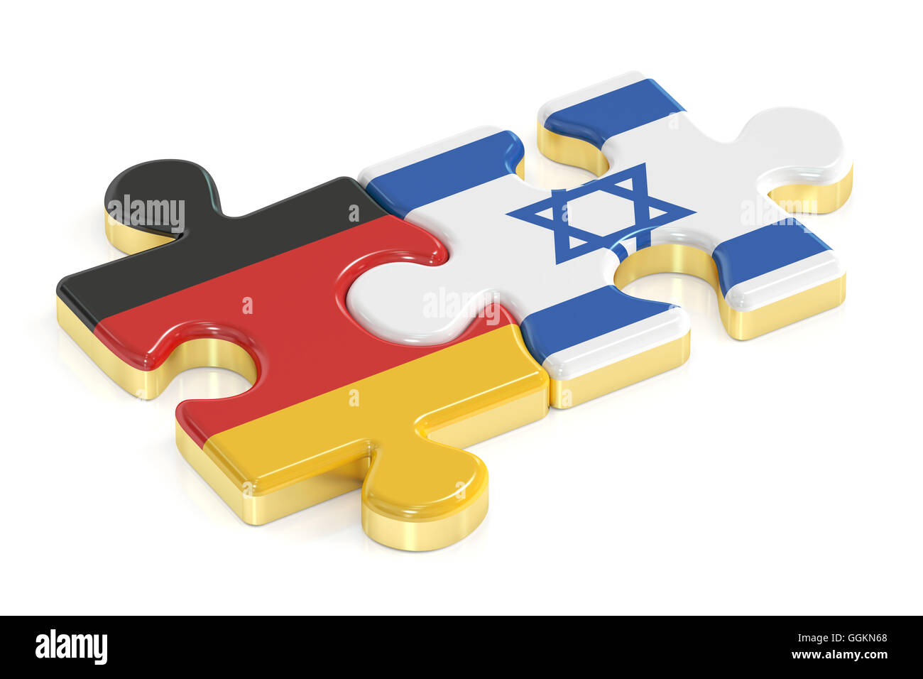 L'Allemagne et Israël puzzles de drapeaux, rendu 3D isolé sur fond blanc Banque D'Images