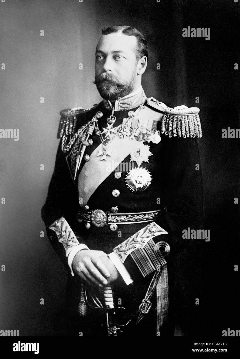 Le roi George V (1865-1936), prises lorsqu'il était prince de Galles. George V a régné de 1910 à 1936. Photo de Bains News Service, c.1908. Banque D'Images