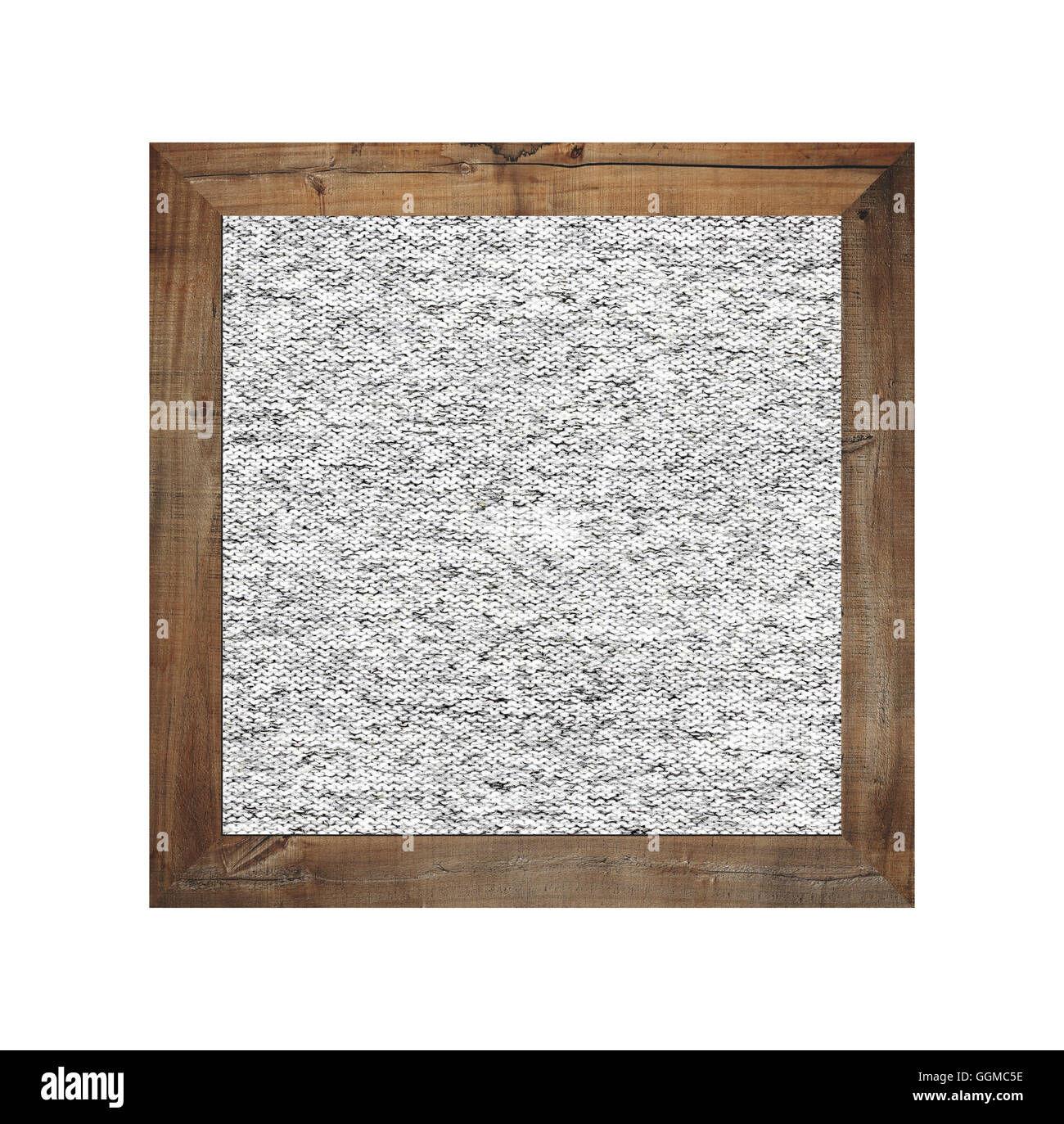 Ancien cadre en bois et tissu gris isolés ont l'arrière-plan sur fond blanc. Banque D'Images