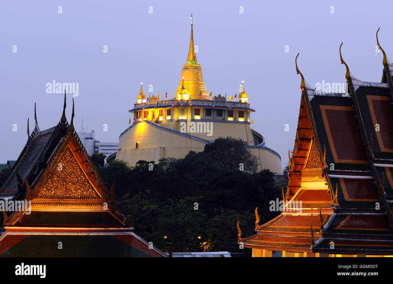 Wat Ratchanatda et Golden Mount, Bangkok, Thaïlande Banque D'Images