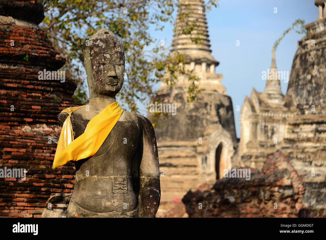 Wat Phra Sri Sanphet, vieux Palais Royal dans l'ancienne ville d'Ayutthaya, Thaïlande Banque D'Images