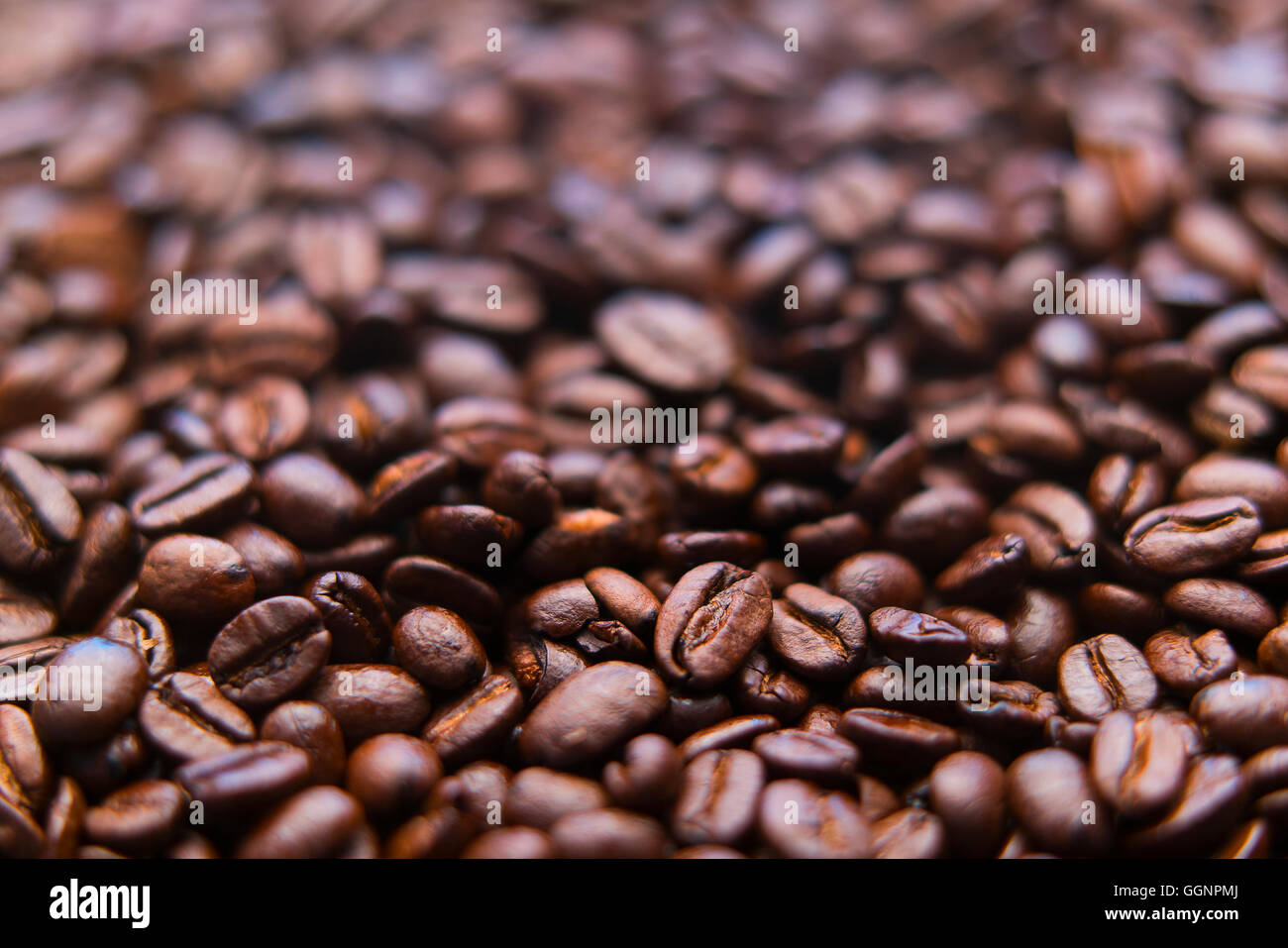 Tas de fèves de café torréfié Banque D'Images