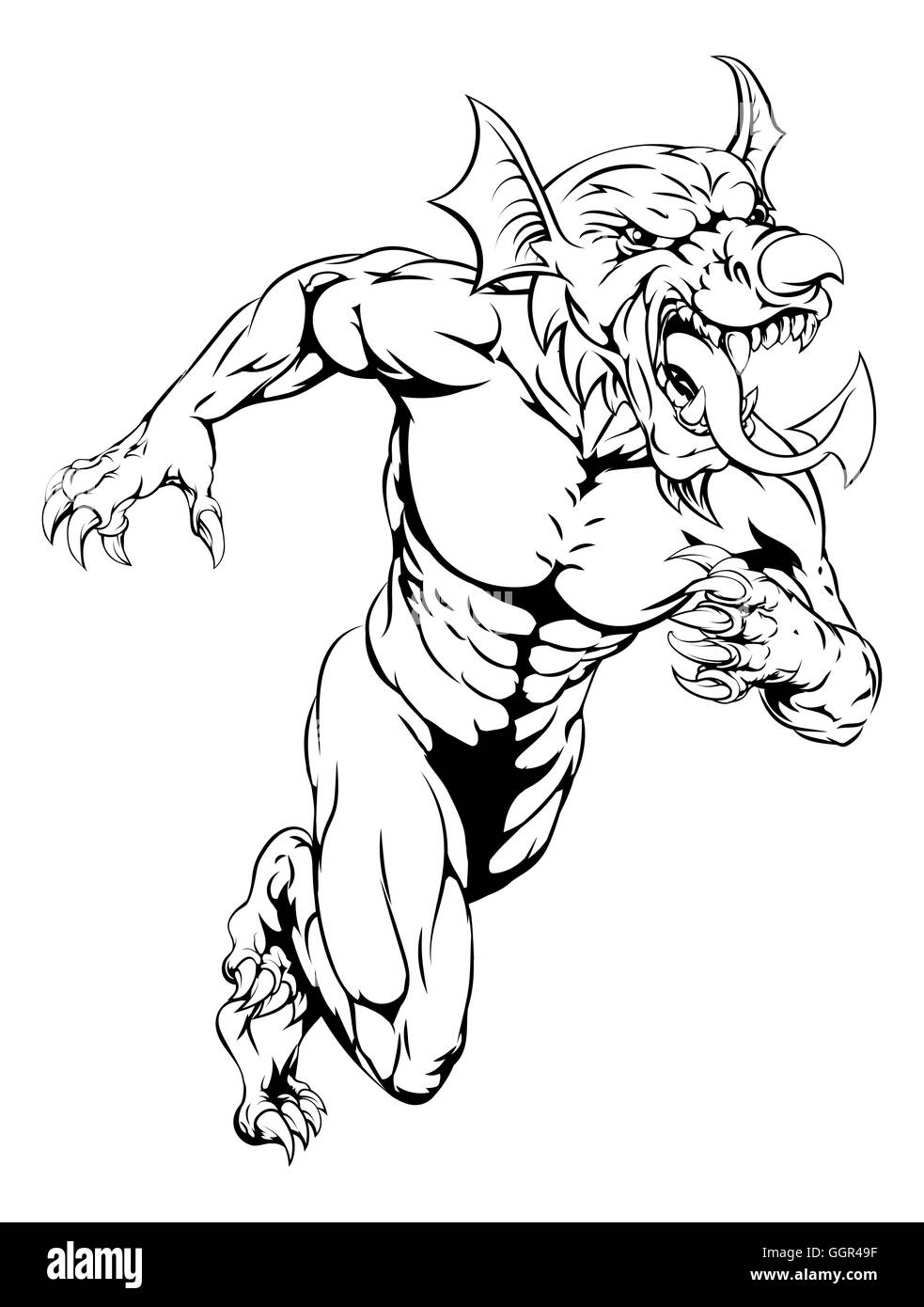 Un dessin animé dragon gallois de charge sports mascot Banque D'Images