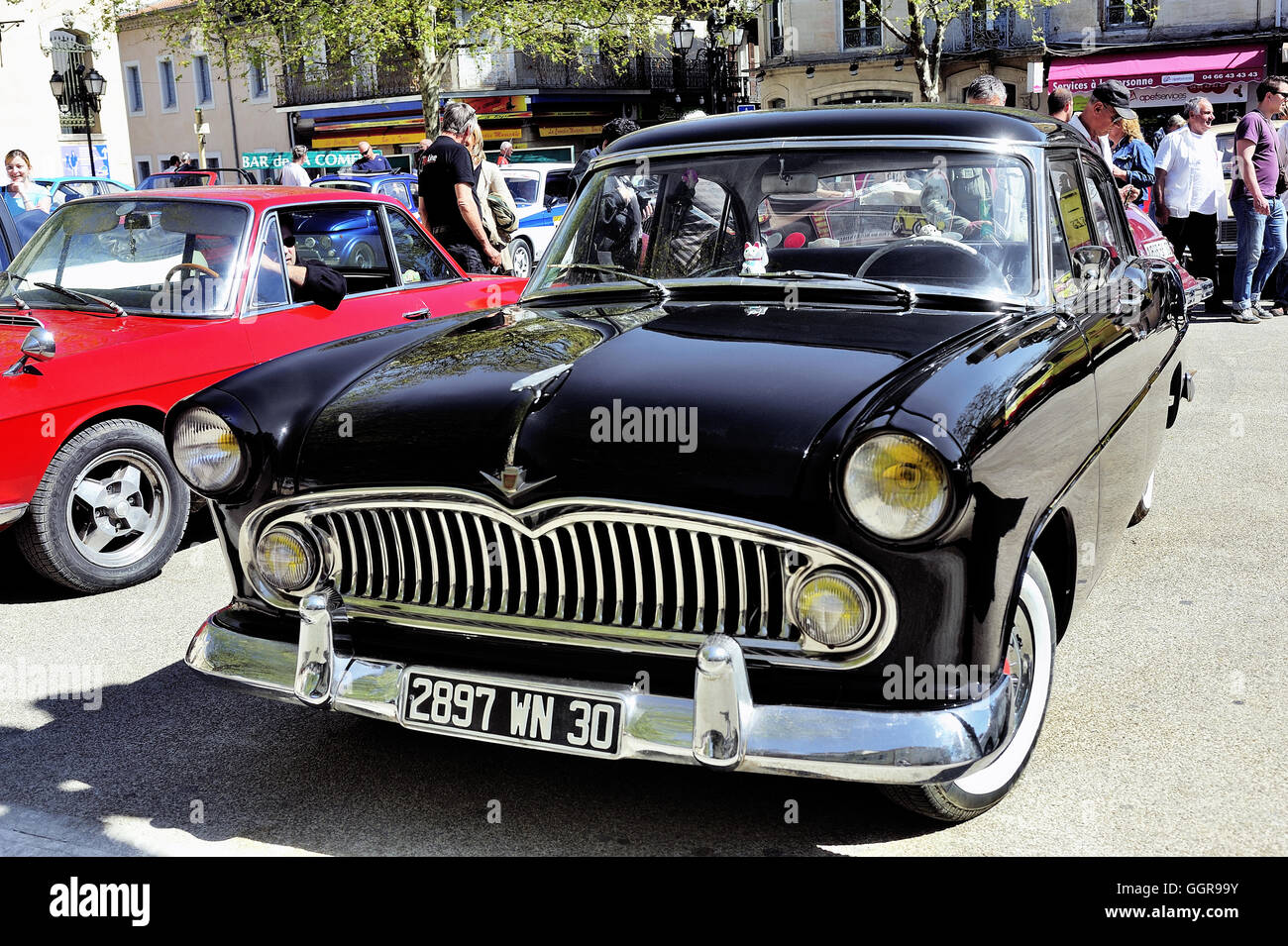 Simca Chambord noir fabriqués entre 1958 et 1961 rallye de voitures vintage photographié Banque D'Images