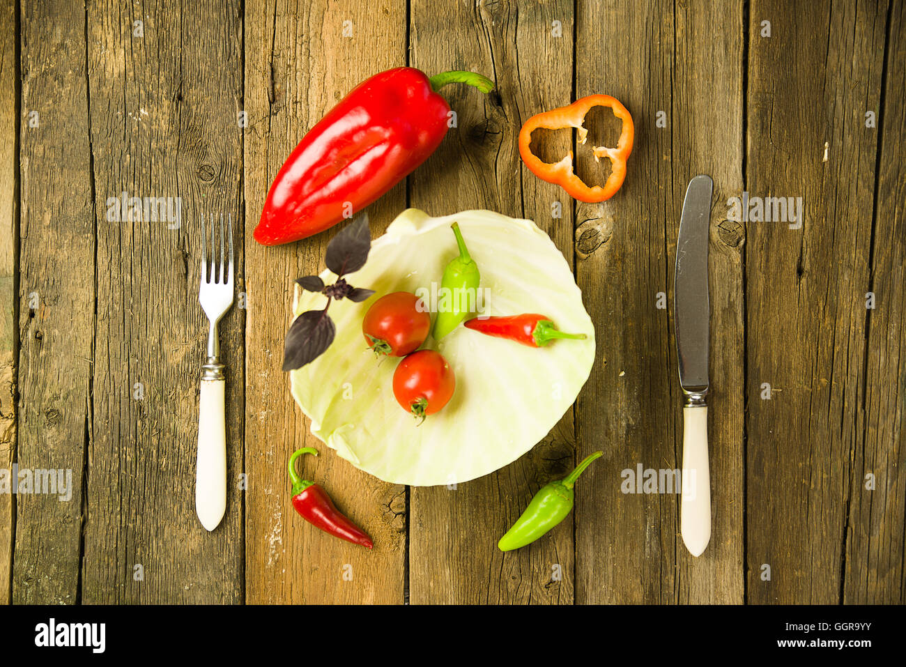Ensemble de légumes frais pour un régime alimentaire sain Banque D'Images