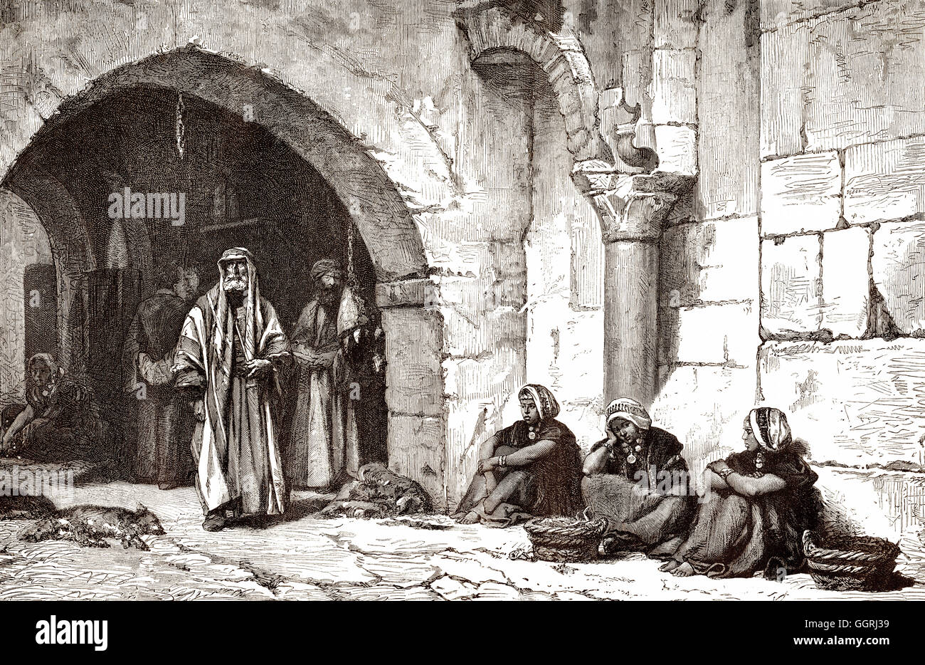 Une rue de Jérusalem, Israël, Moyen-Âge Banque D'Images