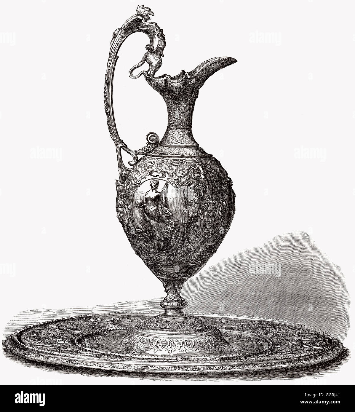 Un pichet décoratif bronce, 19e siècle Banque D'Images