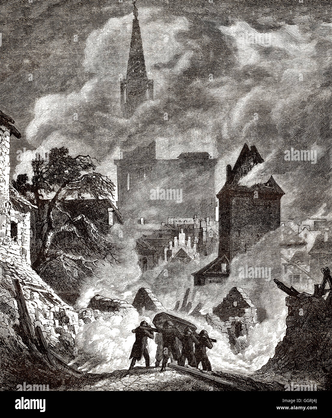 Le siège et le bombardement de Strasbourg, 1870 Banque D'Images