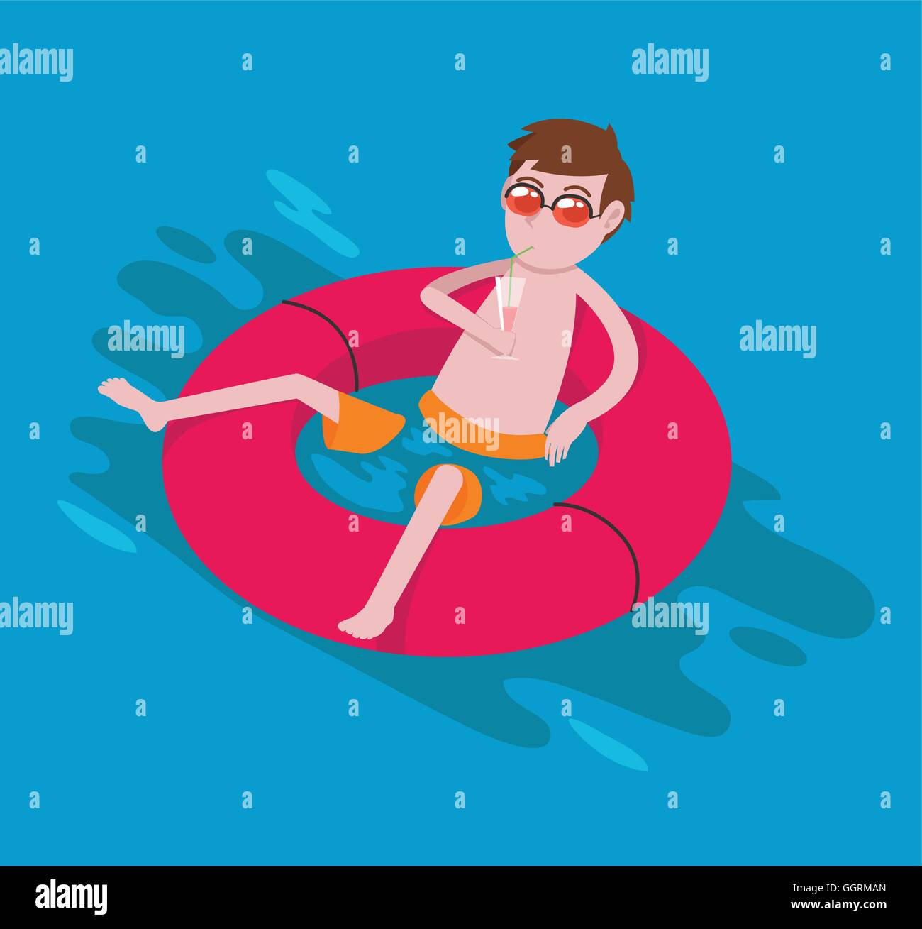 Man relaxing on piscine Illustration de Vecteur