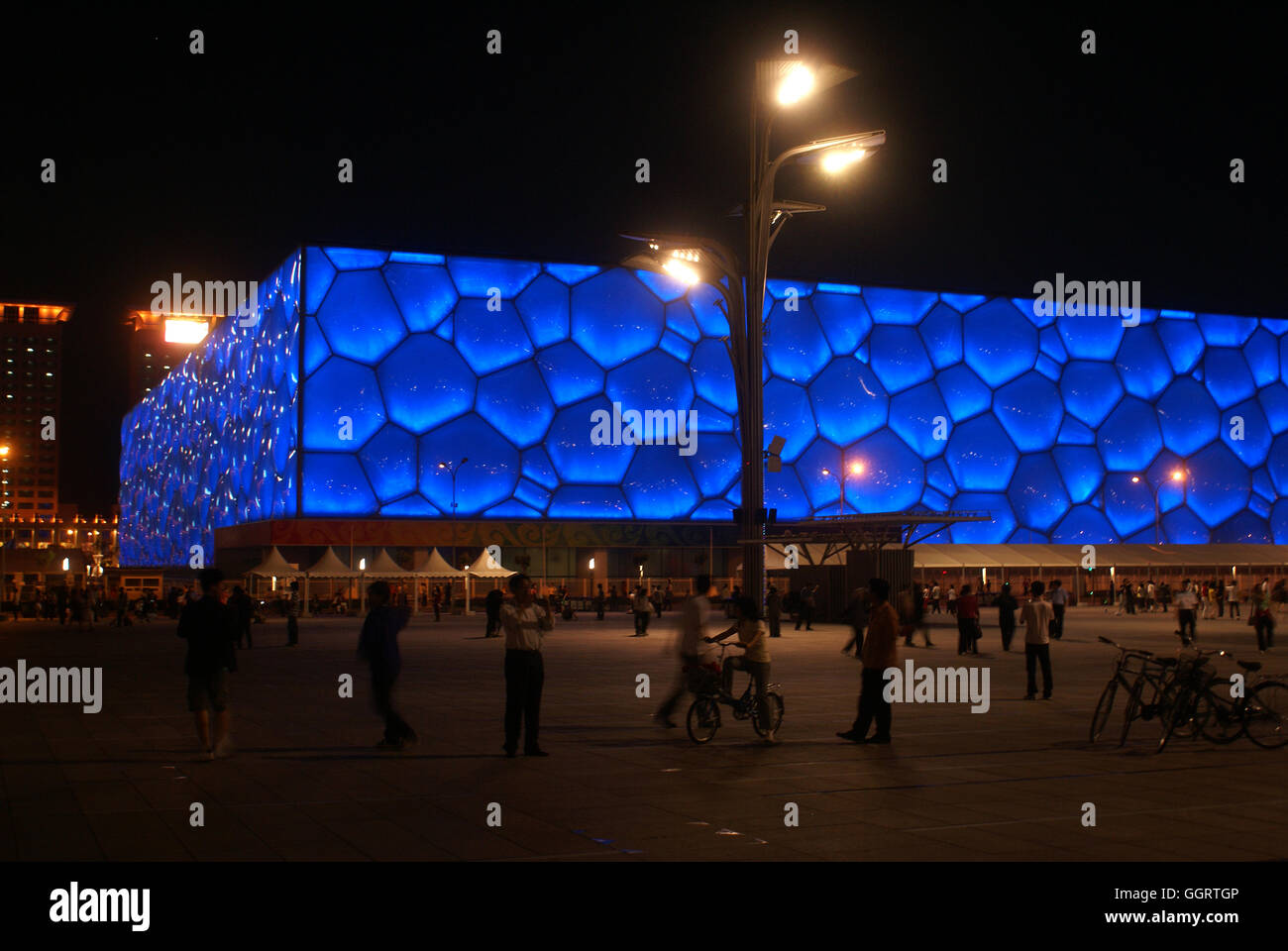 Connu comme le Cube d'eau, le Centre aquatique national est le site de les jeux aquatiques aux Jeux Olympiques d'été de 2008 à Pékin. Banque D'Images