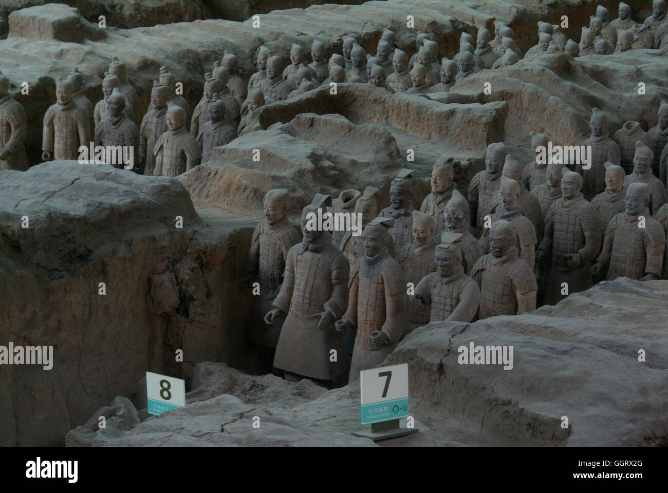 L'Armée de terre cuite du premier empereur de Chine, découvert par les fermiers locaux à Lintong District, Xi'an, . Banque D'Images