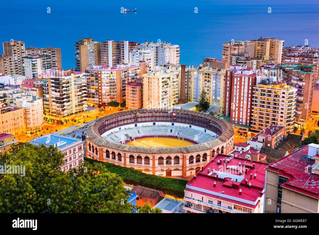 Malaga, Espagne cityscape à l'arène. Banque D'Images