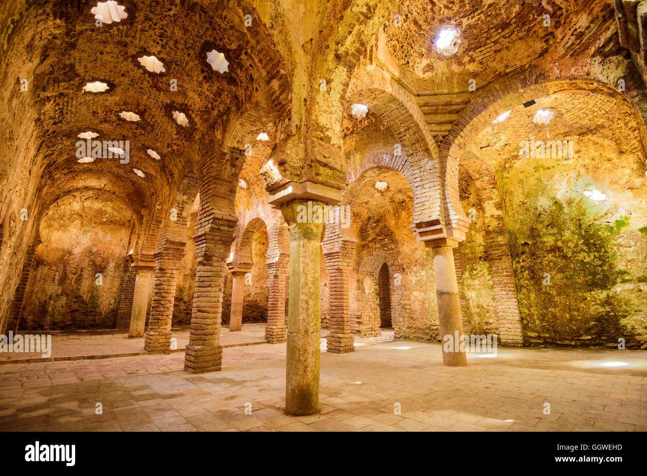 Les bains publics arabes à Ronda, Espagne. Banque D'Images