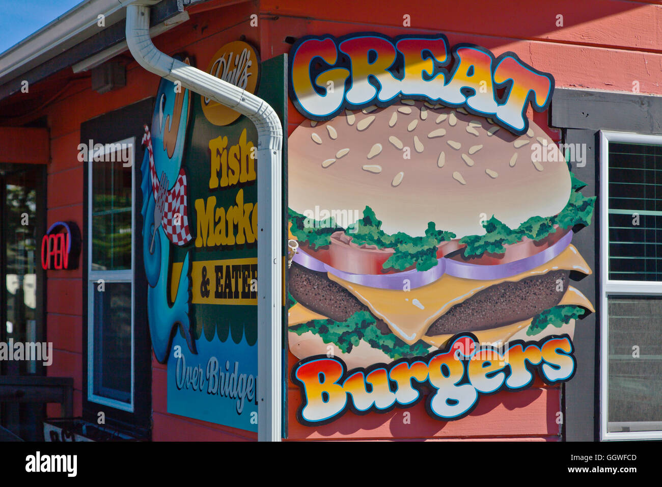 PHIL'S Snack Shack dans MOSS LANDING, CALIFORNIA Banque D'Images