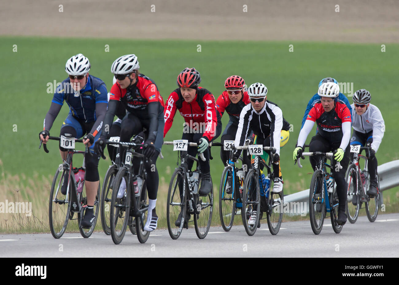 TROSA LA SUÈDE, 15 mai 2016. Participant à une course de vélo, plus petite (90 km route rurale) à la fois pour les professionnels et amateurs. Banque D'Images