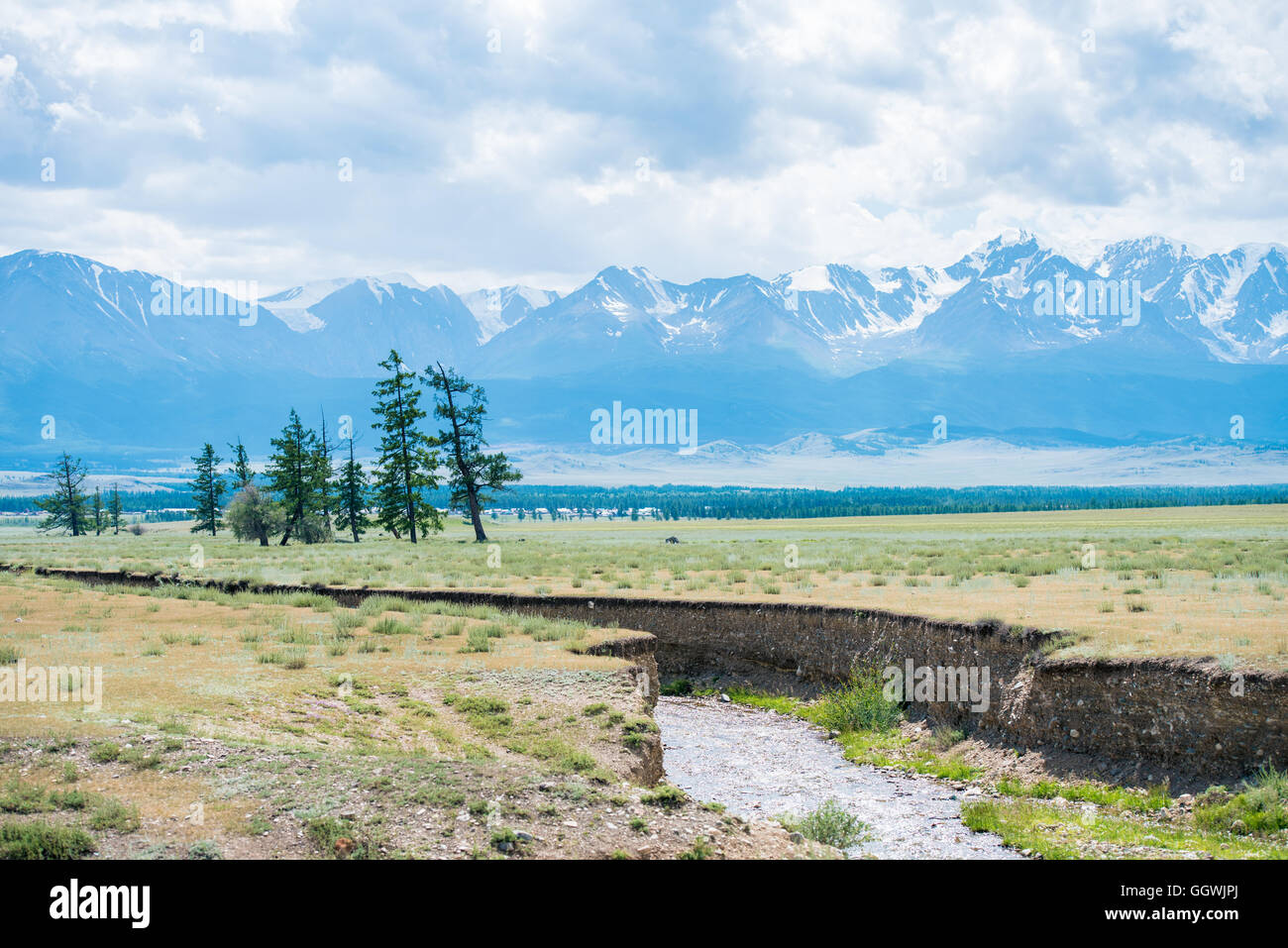 River Mountain trees sky landscape park outdoor Banque D'Images
