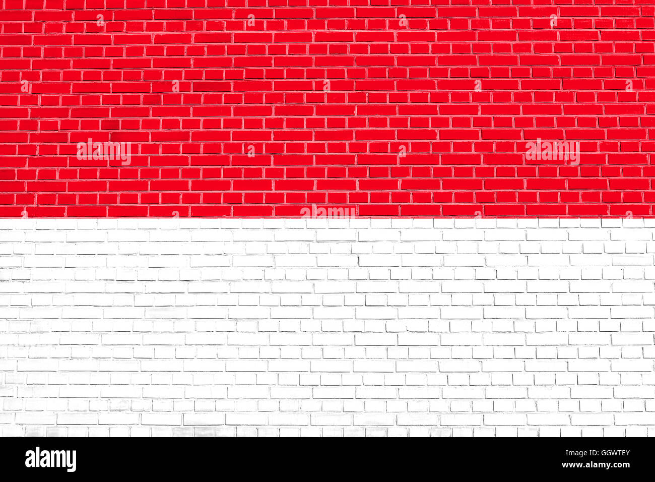 Drapeau de l'Indonésie, Monaco, Hesse sur mur de brique texture background. Drapeau national indonésien. Banque D'Images