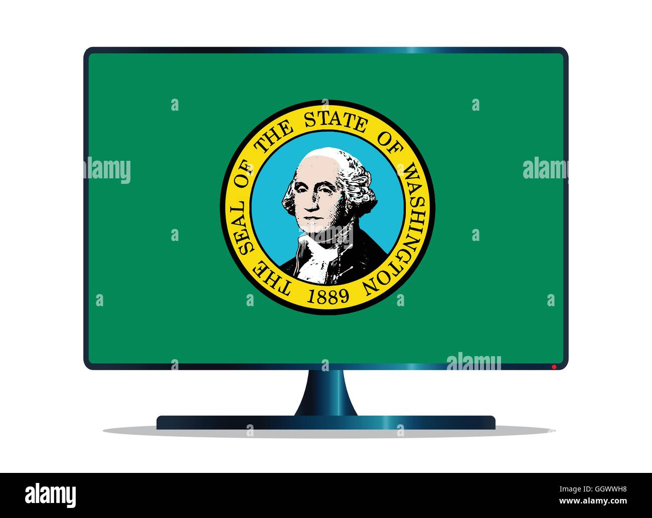 Un téléviseur ou un écran d'ordinateur avec le drapeau de l'état de Washington Illustration de Vecteur