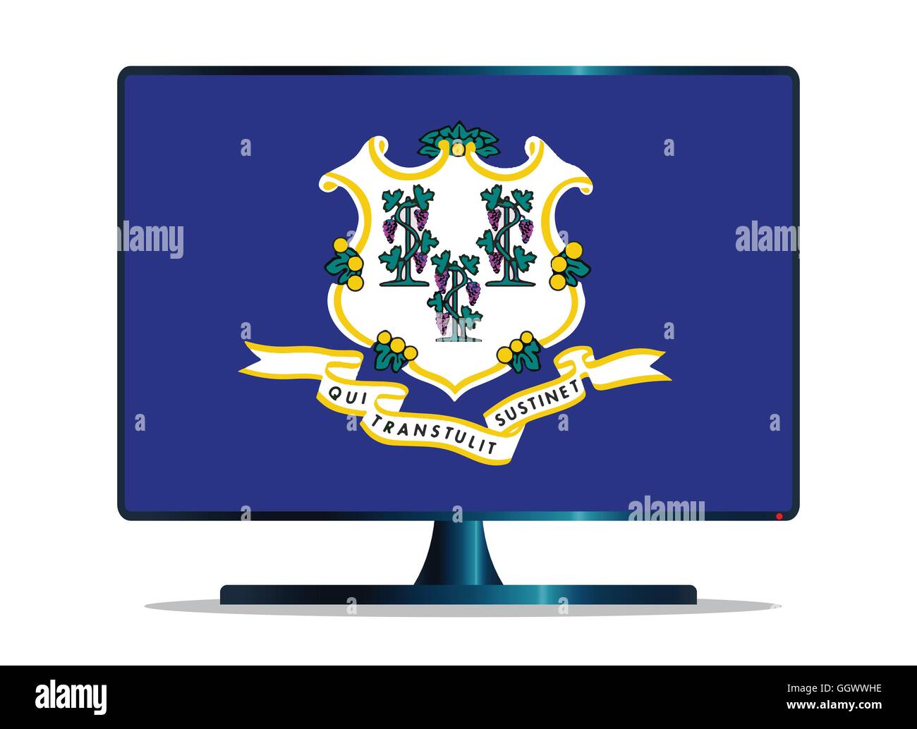 Un téléviseur ou un écran d'ordinateur avec le drapeau de l'état du Connecticut Illustration de Vecteur