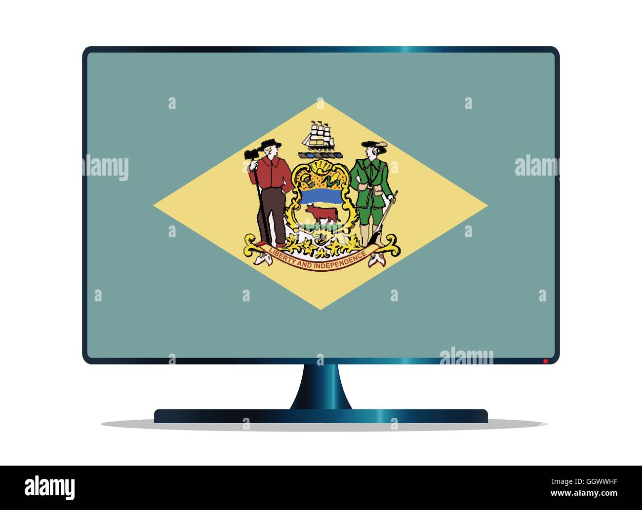 Un téléviseur ou un écran d'ordinateur avec le drapeau d'État du Delaware Illustration de Vecteur