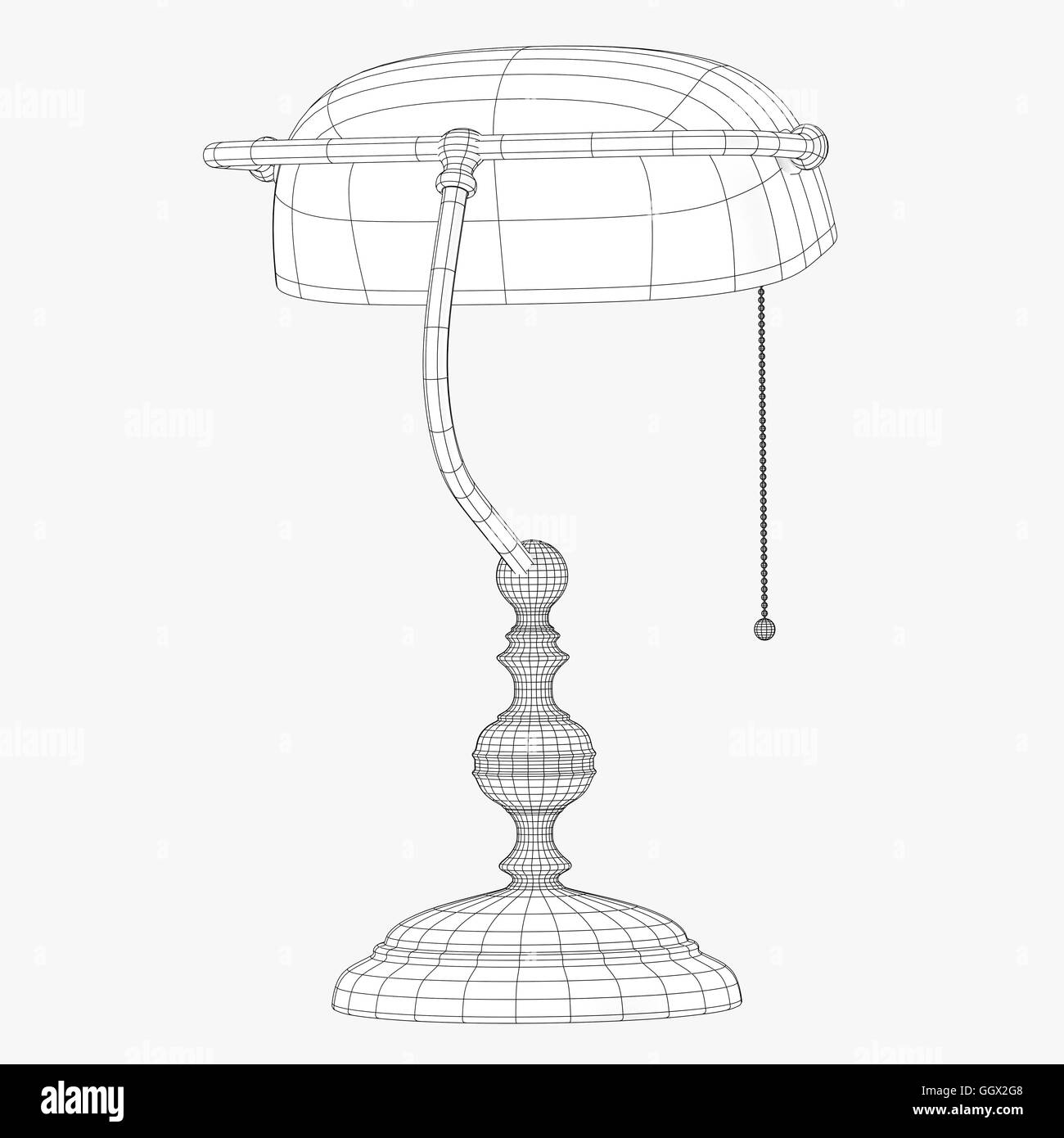 Lampe de style ancien wireframe en noir et blanc Banque D'Images