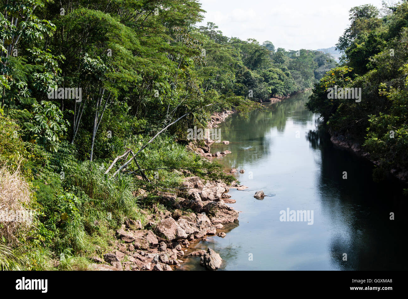 Dans la rivière tulumayo huanuco ministère,bassin de l'amazone, au Pérou. Banque D'Images