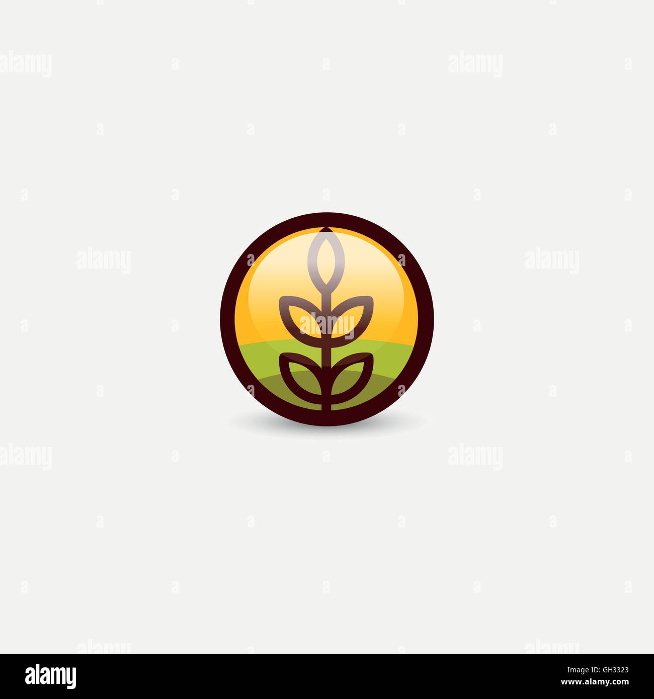 Forme ronde isolée agricole résumé logo Vector. Silhouette de l'oreille de blé logotype. L'icône de batterie. Illustration de la récolte. Emblème de la boulangerie. Illustration de Vecteur