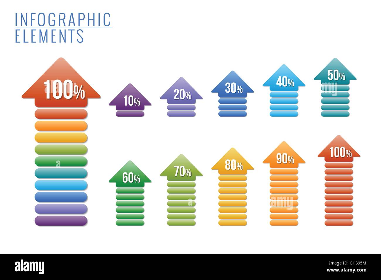 Éléments infographiques, pourcentage de progrès. Illustration de Vecteur