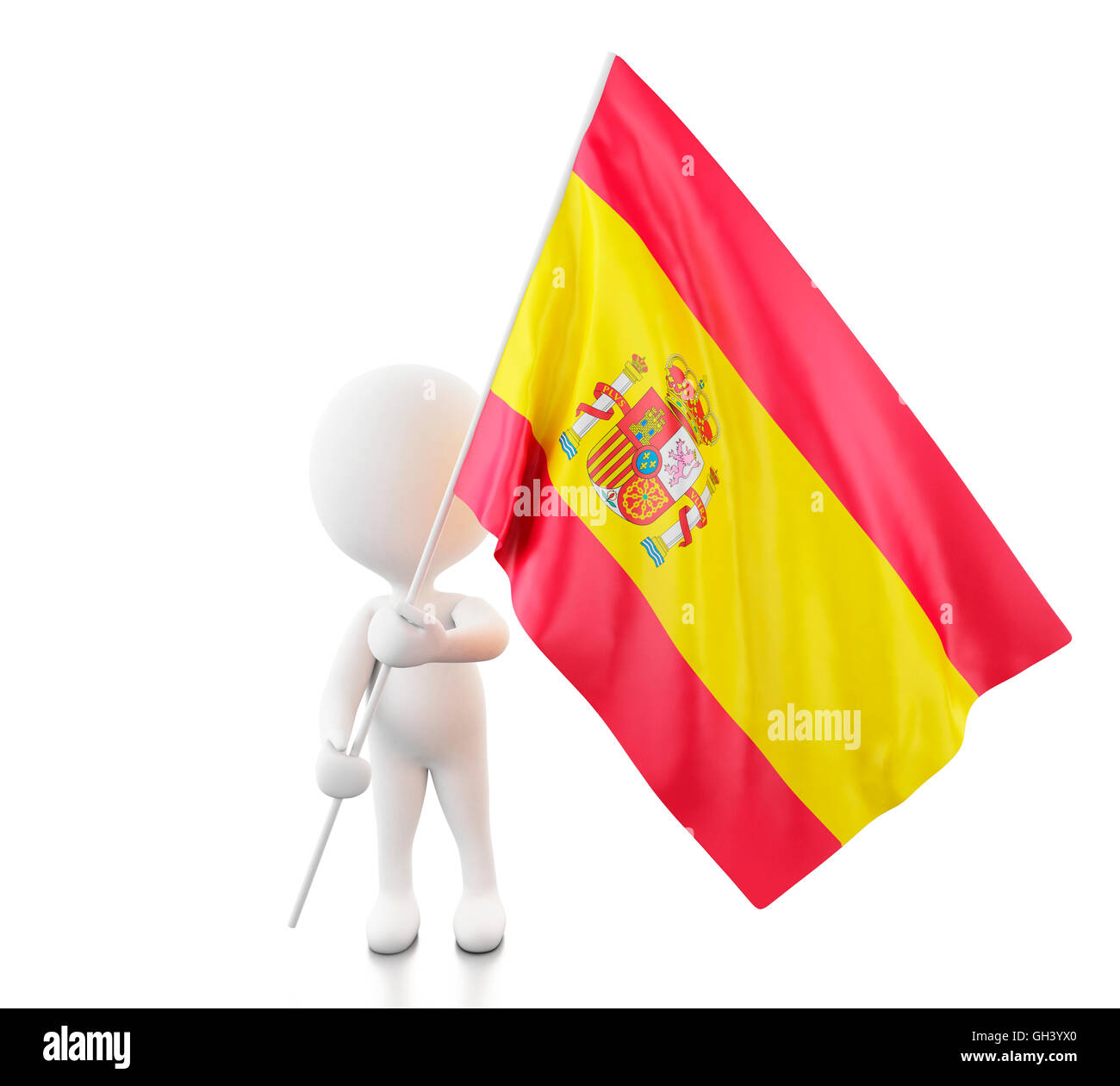 3d illustration. Les blancs avec un drapeau de l'Espagne. Sport concept. Isolé sur fond blanc. Banque D'Images