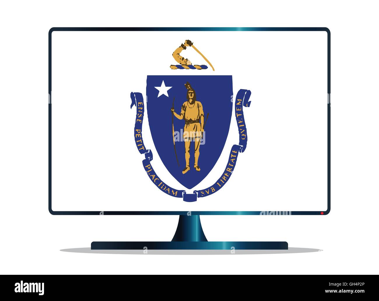 Un téléviseur ou un écran d'ordinateur avec le drapeau de l'état du Massachusetts Illustration de Vecteur