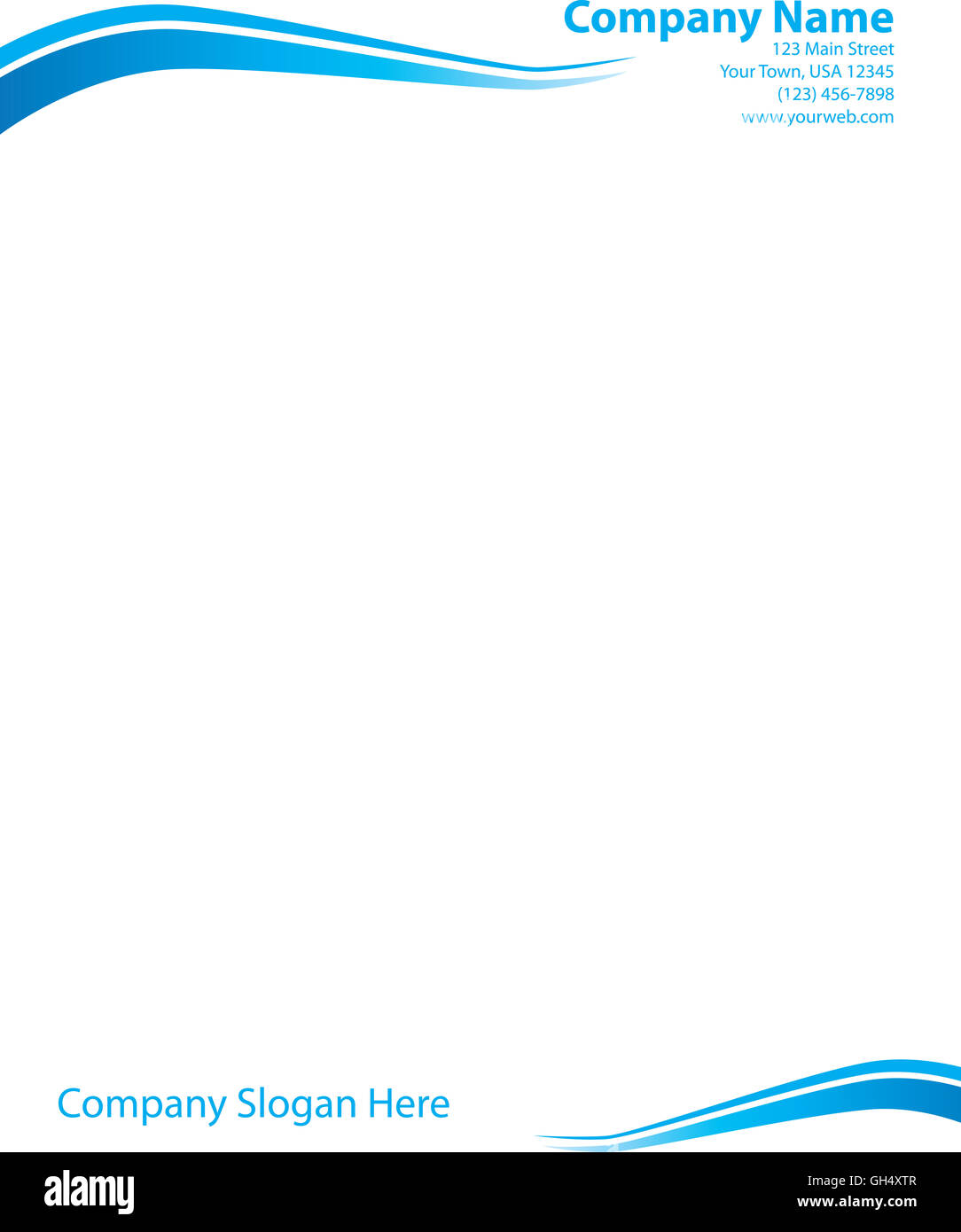 Blue Wave Modèle de papier à en-tête professionnel Banque D'Images